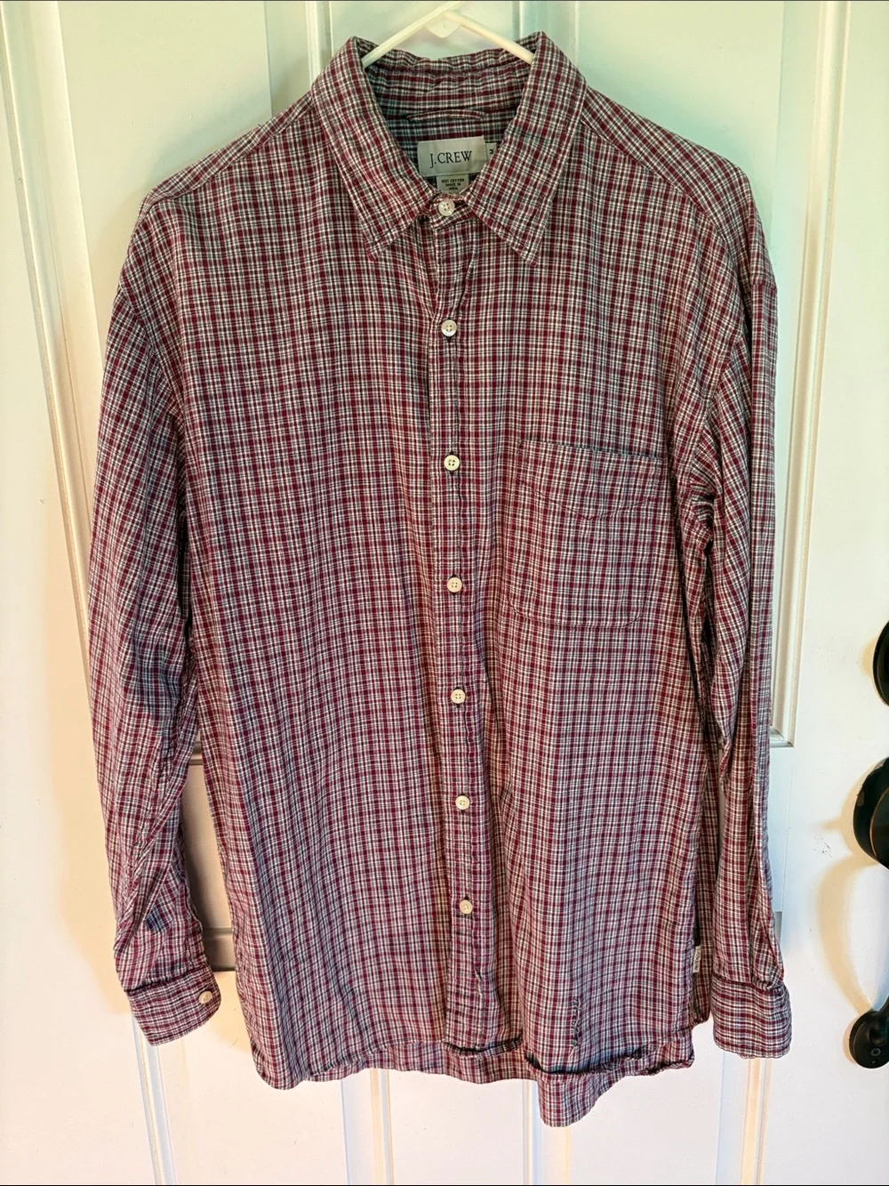 J. Crew Men's Red and Blue Plaid Button-Down Shirt